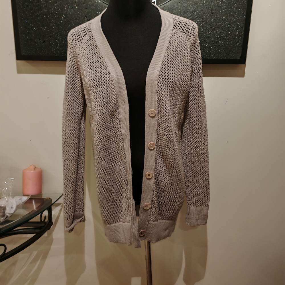 Aritzia Talula Tan Knit Cardigan Sweater